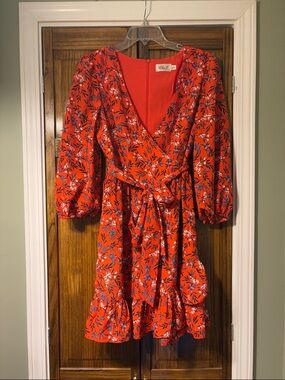 Eliza J Red Floral Orange Dress